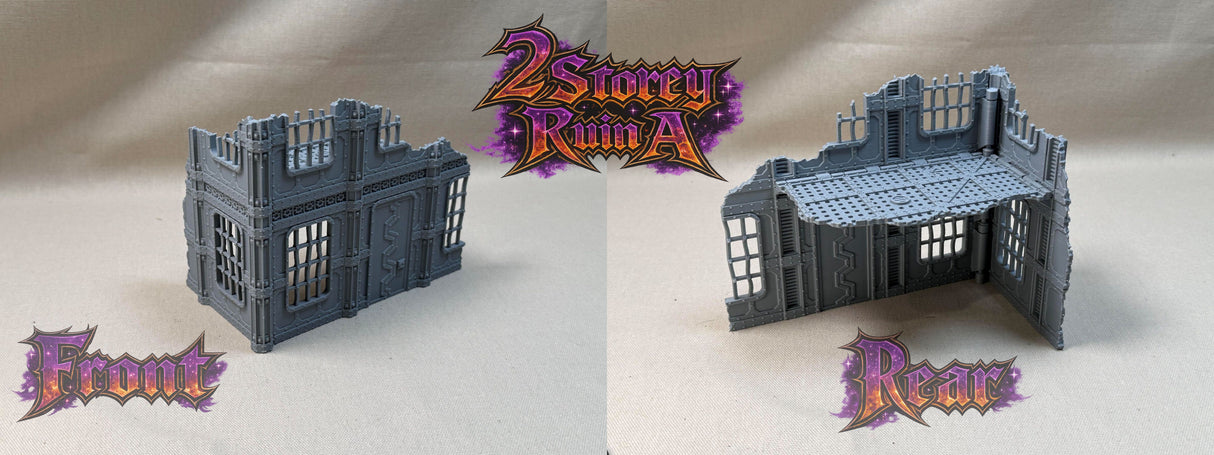 11th Edition Compatible Folding Terrain – 2 Storey Ruin A (Industrial Theme)
