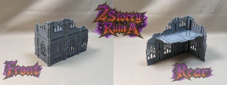 11th Edition Compatible Folding Terrain – 2 Storey Ruin A (Gothic Theme)