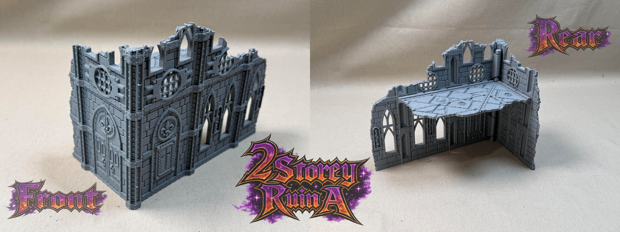 11th Edition Compatible Folding Terrain – 2 Storey Ruin A (Battle Nun Theme)