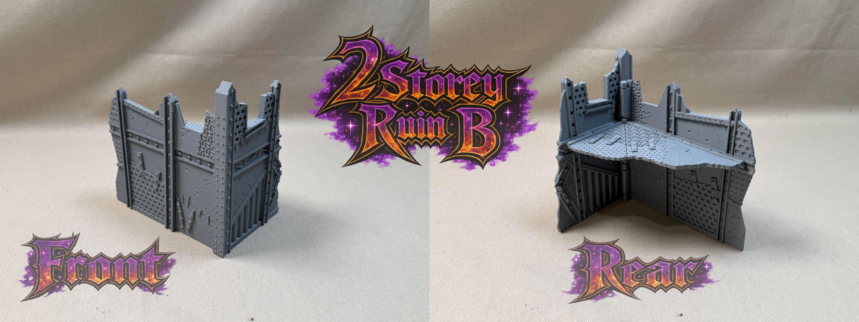 11th Edition Compatible Folding Terrain – 2 Storey Ruin B (Greenskin Theme)