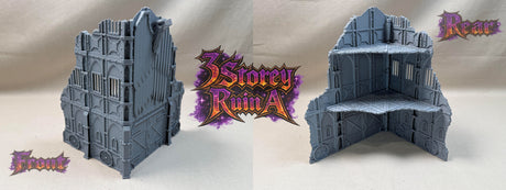 11th Edition Compatible Folding Terrain – 3 Storey Ruin A (Armoured Theme)