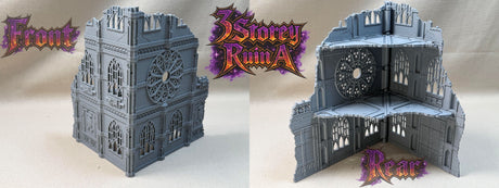 11th Edition Compatible Folding Terrain – 3 Storey Ruin A (Gothic Theme)