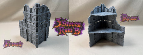11th Edition Compatible Folding Terrain – 3 Storey Ruin B (Armoured Theme)