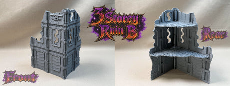 11th Edition Compatible Folding Terrain – 3 Storey Ruin B (Industrial Theme)